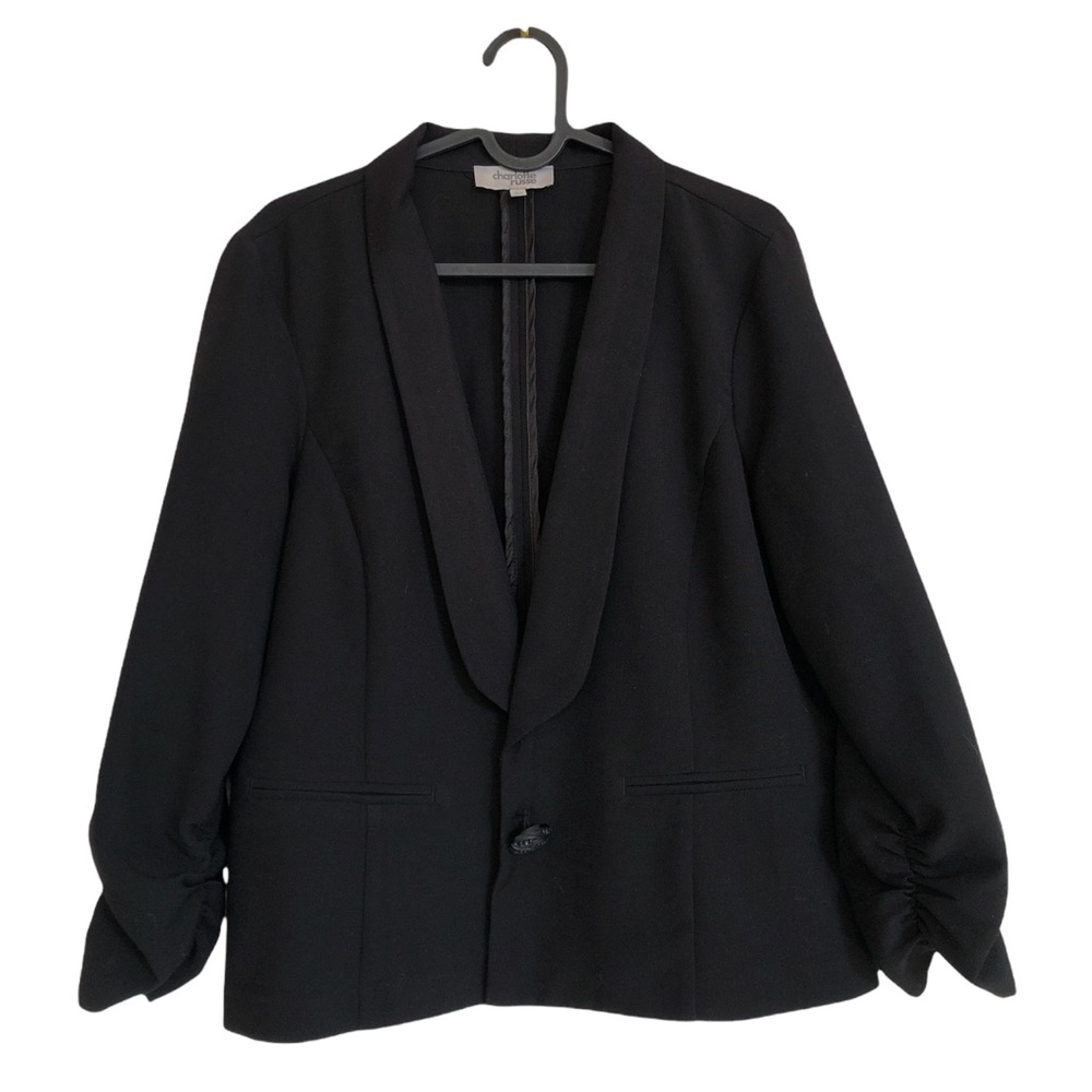 Charlotte Russe cinched sleeve black blazer jacket size L